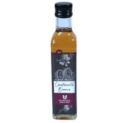 Ölmühle Solling Bio Condimento Bianco in der 250ml Flasche auf weißem Hintergrund