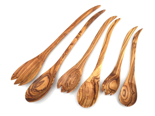 RB-Genuss Premium Salatbesteck (2-teilig) – Echtes Olivenholz