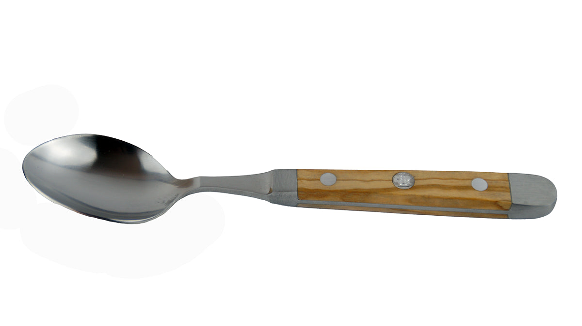 GÜDE Tafellöffel Alpha Olive X012/09 mit Olivenholz-Griff auf weißem Hintergrund